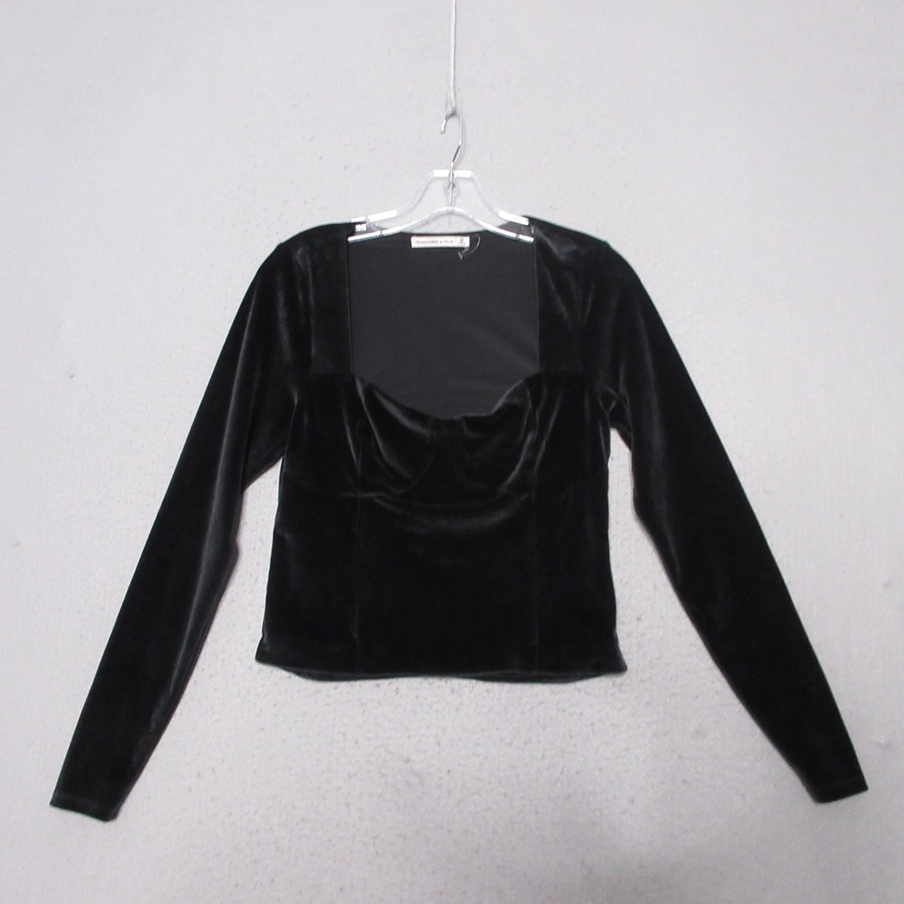 Abercrombie & Fitch Top Women‎ Medium Black Velvet Whimsigoth Grunge Square Neck